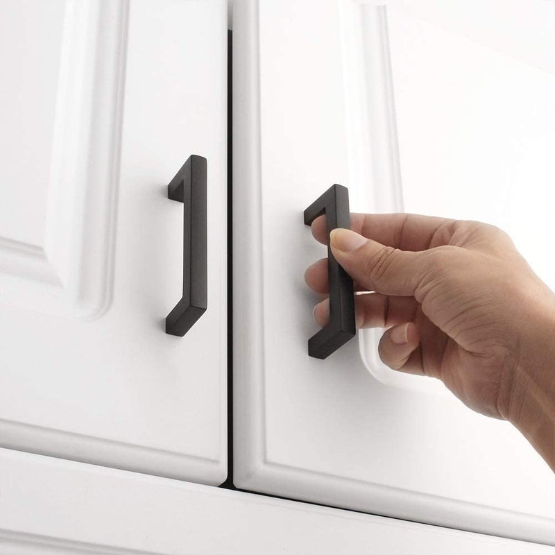 KOOFIZO Solid Square Bar Cabinet Handle - Black Furniture Pull, 3 Inch/76mm Screwhole Distance, 10-Pack for Kitchen Cupboard Door, Bedroom Dresser Drawer, Bathroom Wardrobe Hardware - Image 3